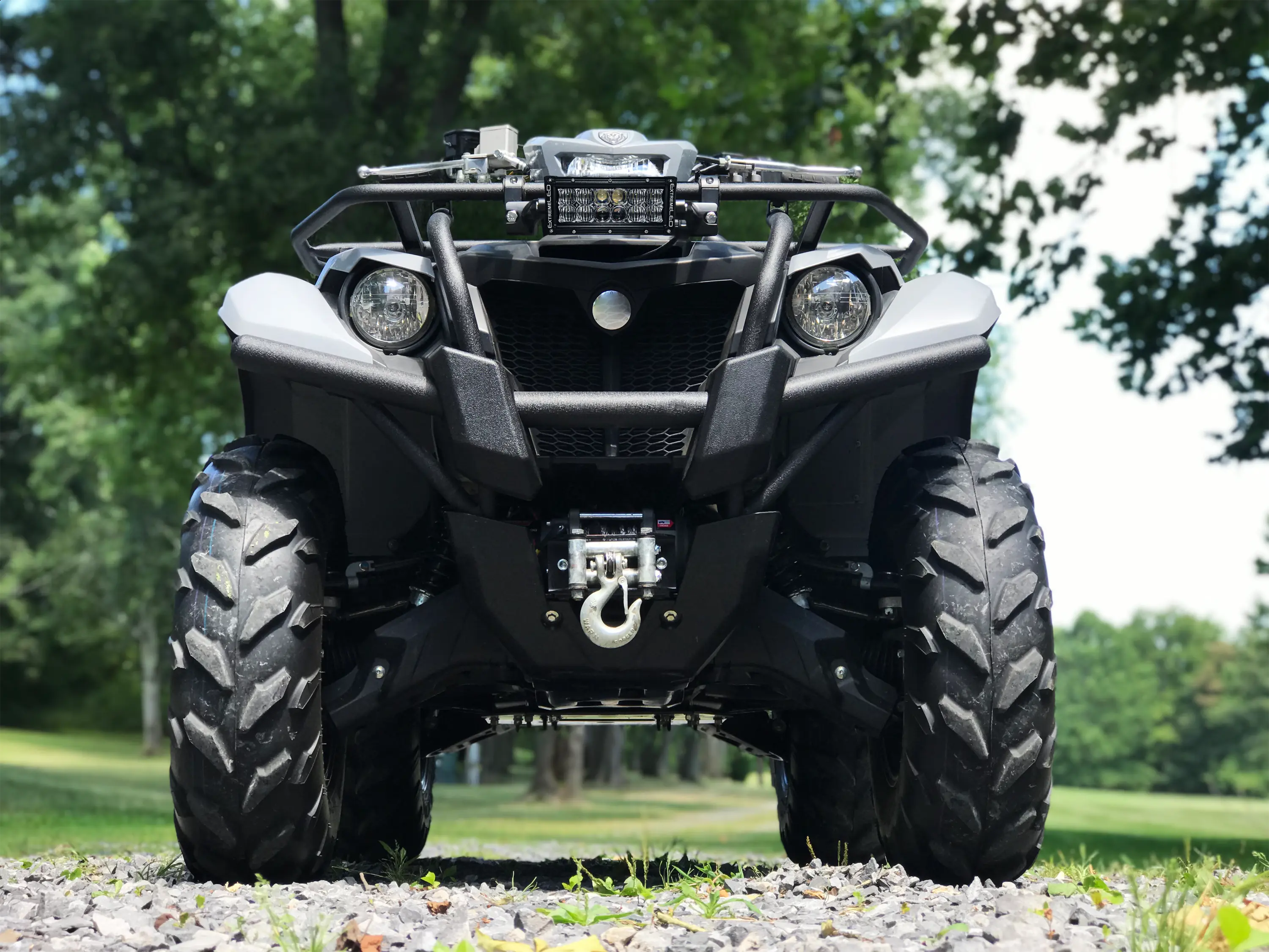 8 inches straight dual row combo beam led light bar on an atv utv